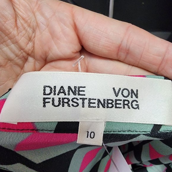 Diane Von Furstenberg Pink and Green Geometric Midi Skirt - Picture 8 of 10